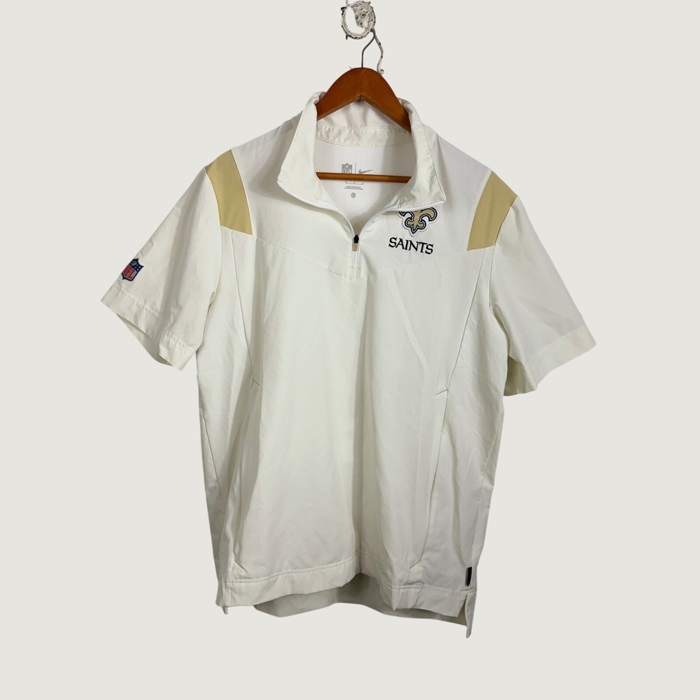 Nike Jacket Mens Medium White New Orleans Saints NFL Sideline Quarter Zip DC6757
